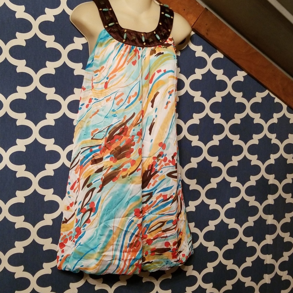 Womens xl beaded bubble halter dress